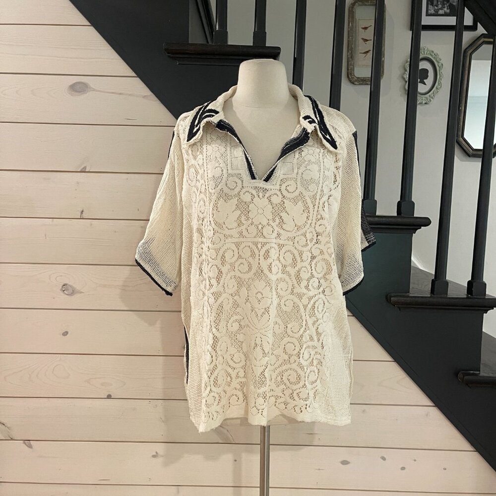 031 FP We The Free Feeling Sporty Lace Tee Ivory As Mock NWOT Size Medium - Picture 5 of 16